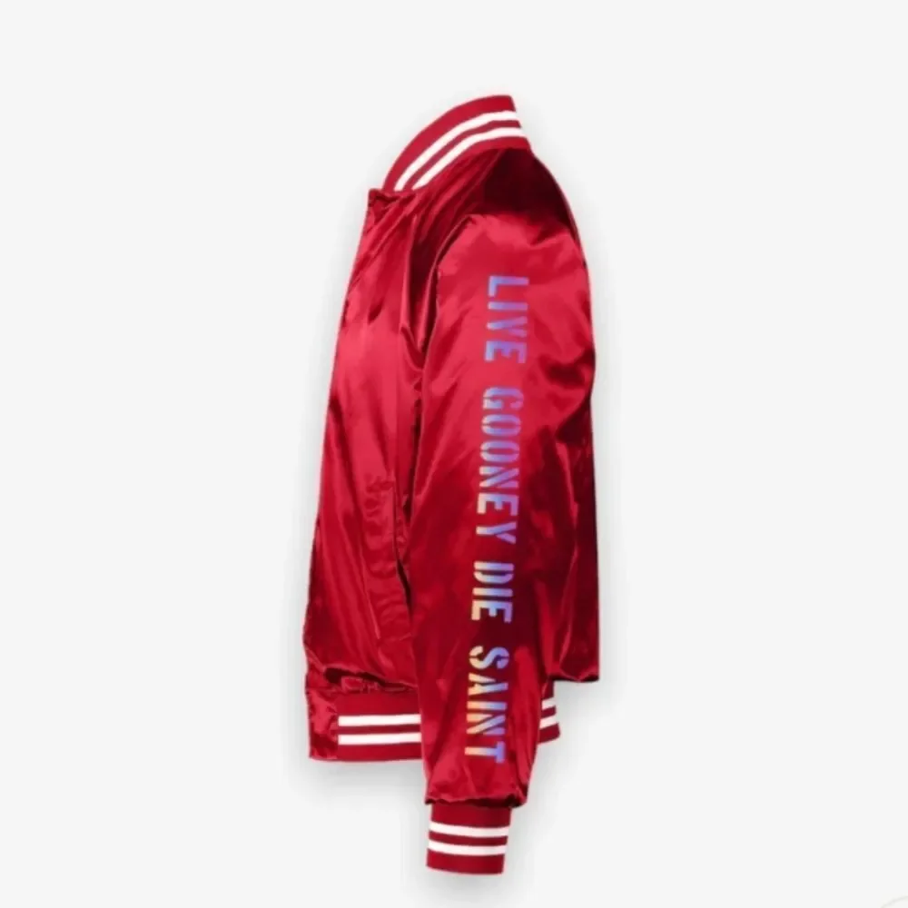 B wood Air Pablo Flight Jacket Red Satin Size S
